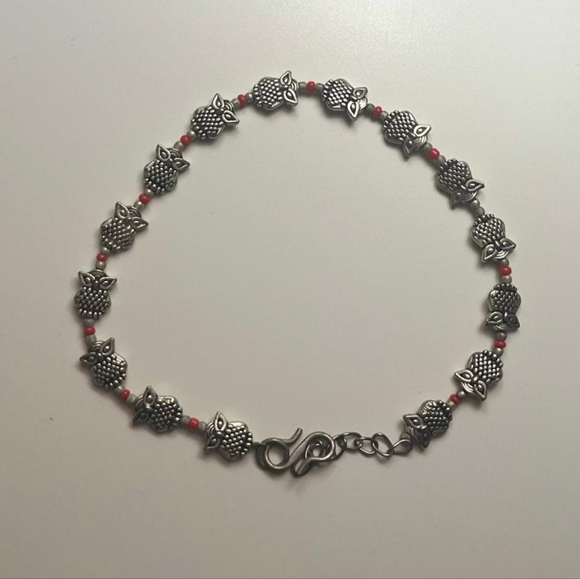 Silver colour cute Owl Anklet - Picture 4 of 4